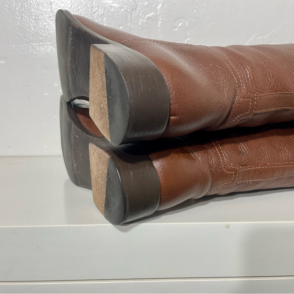 Tory Burch Junction Tumbled Leather Low Heel Knee High Riding Boots - Picture 6 of 16